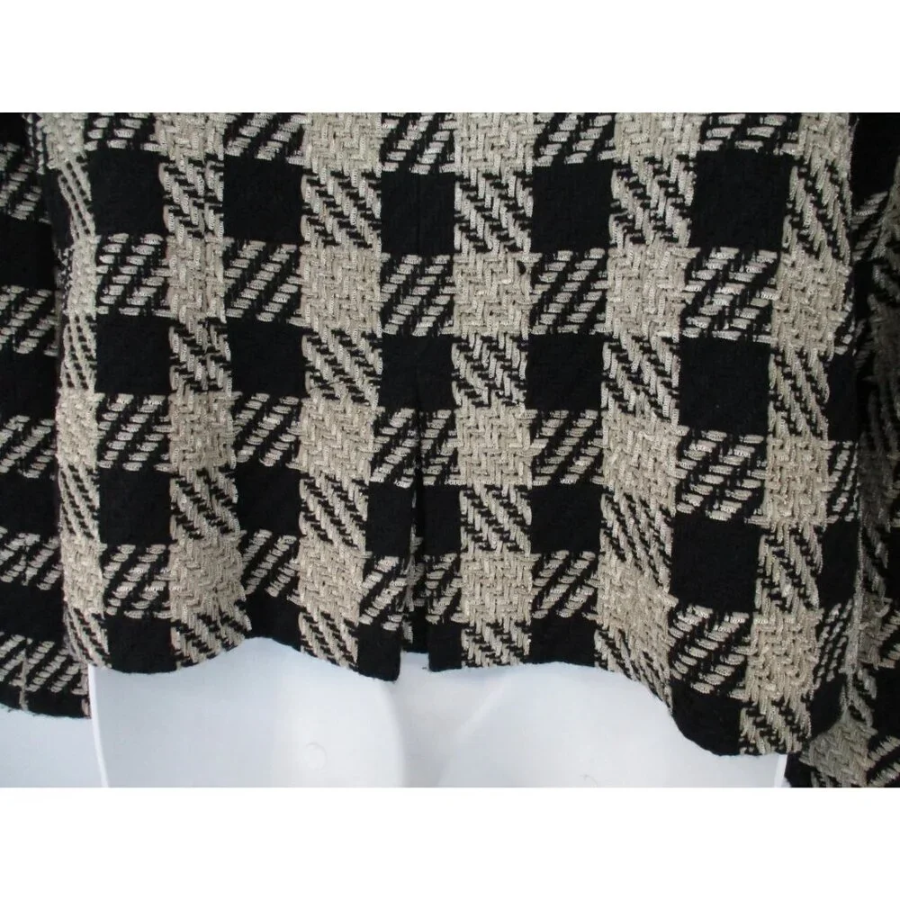 Coldwater Creek Blazer Womens Size 14 Buffalo Check 3-Button Black Tan